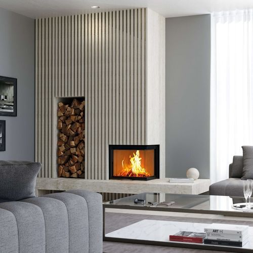 Foyer fermé à bois - 63x40x51 S 2.0 - AUSTROFLAMM - d'angle / en métal / en verre