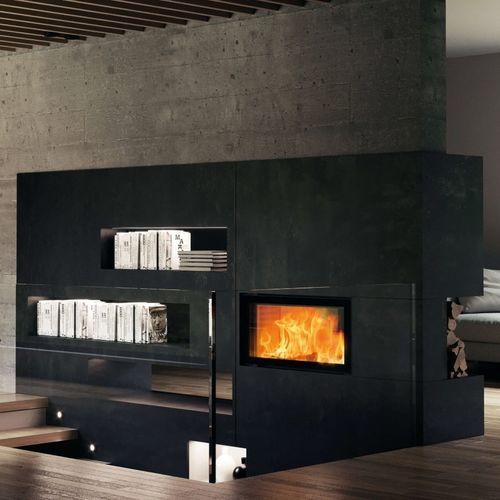 Foyer fermé à bois - 75X39 K II 2.0 - AUSTROFLAMM - double face / en métal / en verre