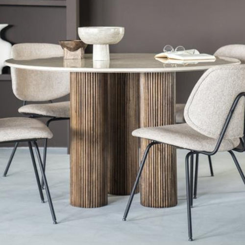 Table à manger contemporaine - XAVI - TRUST MOBILIER - en bois / avec piètement en bois / ronde