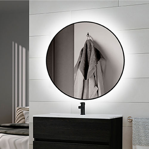 Miroir de salle de bain mural - 5150820 - Emuca SA - contemporain / rond / en aluminium