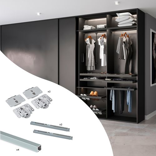 Système coulissant en aluminium - 6117462 - Emuca SA - en acier / pour porte de placard / résidentiel