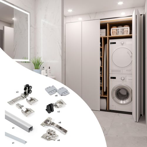 Système coulissant en aluminium - 6117562 - Emuca SA - en acier / pour porte de placard / pliant