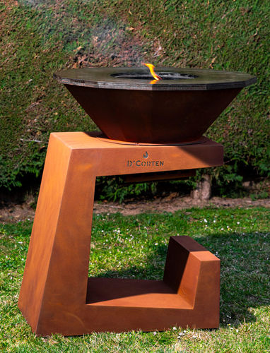 Barbecue à bois - Bonfire One - D' Corten - à poser / en hêtre / en acier corten