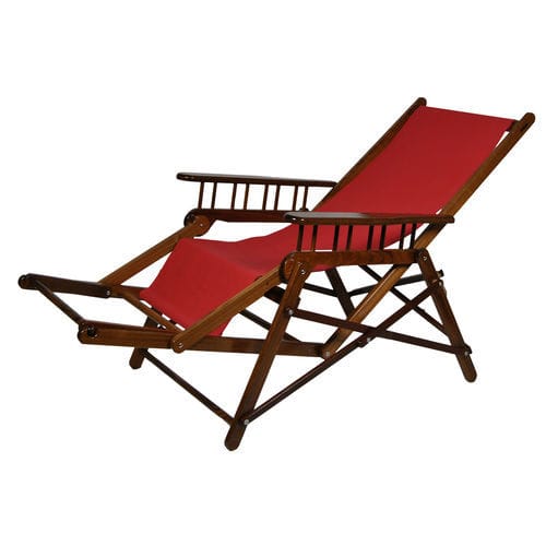 Chaise longue vintage - Adirondacktribute - en tissu / en teck / en hêtre
