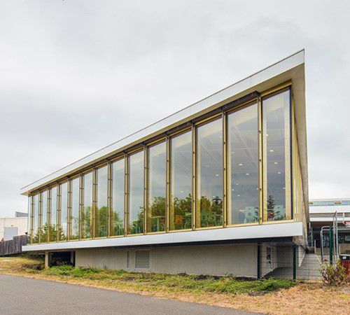 Mur-rideau ossature autoportante - Groupe Lorillard - en verre / en bois / transparent