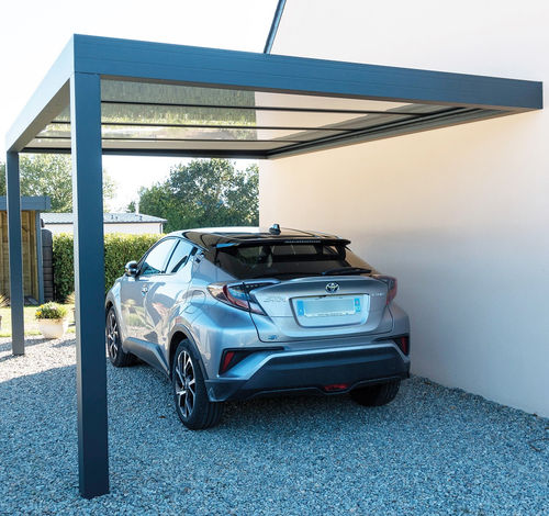 Abri de voiture en aluminium - carport - SI TECH INDUSTRIE - en verre / 1 place / sur mesure