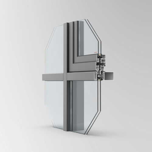 Système de façade en aluminium - EF 50 - SARAY ALUMINYUM - en verre / isolant / modulaire