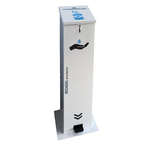 Distributeur de gel hydroalcoolique au sol - Rézagel - SIIB FRANCE - à pédale / avec logo personnalisé / en polypropylène