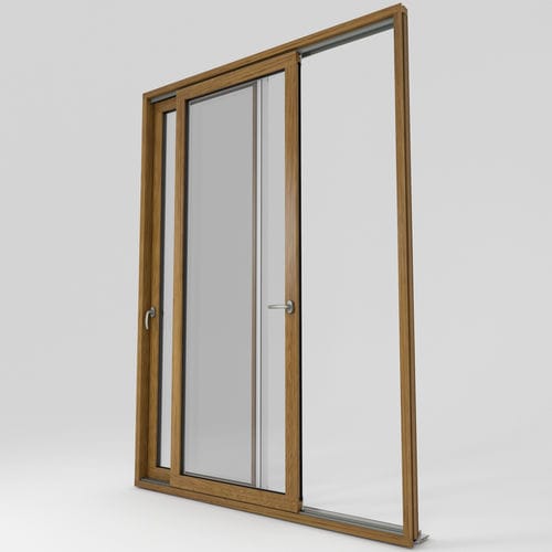 Baie vitrée coulissante - CM80 - CASTES INDUSTRIES SAS - en aluminium / en bois / structure en bois
