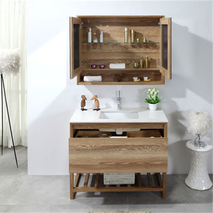 Meuble vasque suspendu - Foshan Sunvin Ceramics CO., Ltd - en contreplaqué / contemporain / 2 portes