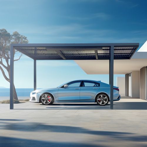 Abri de voiture sur mesure - Electron - HEOLIAN - avec panneau solaire / en aluminium