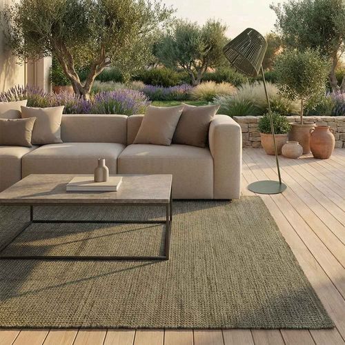 Tapis contemporain - TRAMELIA - Maanta - uni / en polypropylène / en PET recyclé