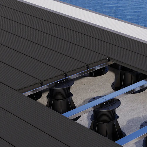 Lame de terrasse en bois composite - WPC-DD - TOKOZ Pedestals International - anthracite / marron / aspect bois