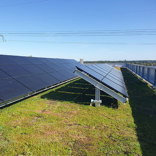 Toiture végétalisée pour toit-terrasse - BIOSOLAIRE - VEGETEK - avec installation photovoltaïque integrée