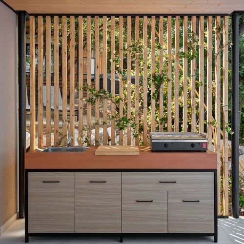 Kitchenette petite - POP two - EOVLUTA d.o.o. - en béton / en bois / en acier inoxydable