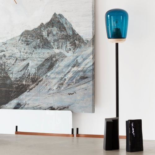 Lampe sur pied - LAMPIONE II - Violaine d'Harcourt - en acier / en verre soufflé / bois