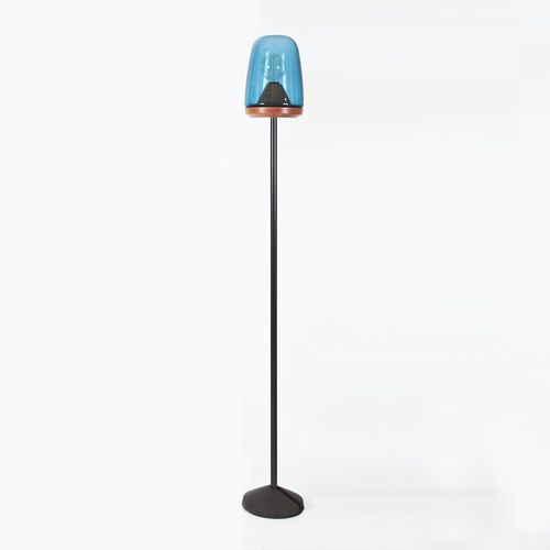 Lampe sur pied - LAMPIONE I - Violaine d'Harcourt - en acier / en verre soufflé / bois
