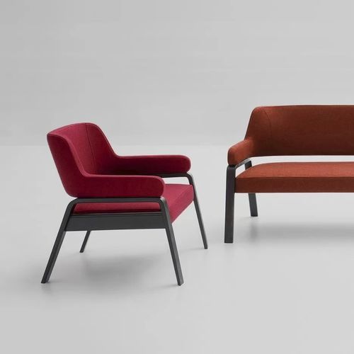 Fauteuil contemporain - ALAN - TM Leader Contract - en tissu / bois / rouge
