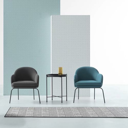 Fauteuil contemporain - SAUL - TM Leader Contract - en tissu / en acier / rouge