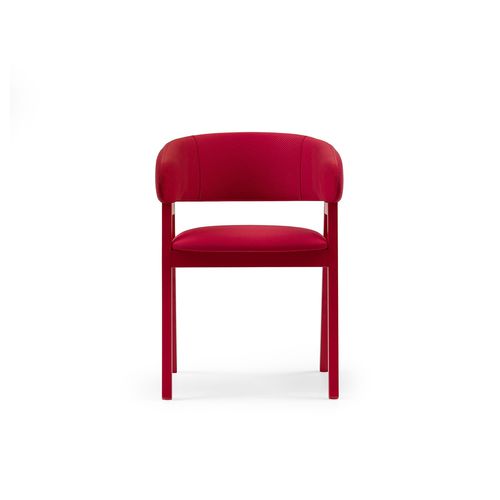 Fauteuil contemporain - ZARINA - TM Leader Contract - en tissu / bois / rouge