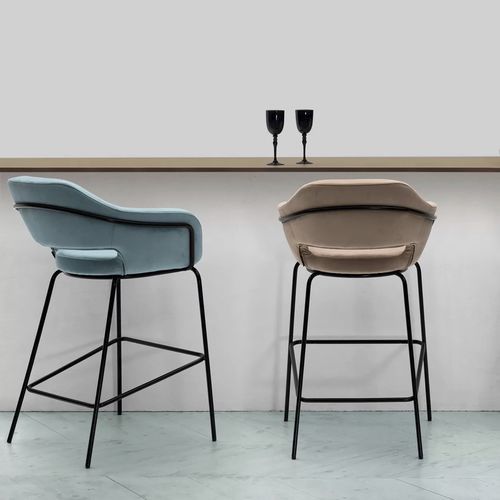 Tabouret contemporain - ATEM - TM Leader Contract - en tissu / avec piètement en bois / avec piètement en métal