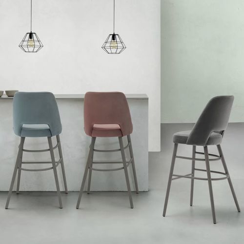Tabouret contemporain - AXEL - TM Leader Contract - en tissu / avec piètement en bois / avec piètement en acier