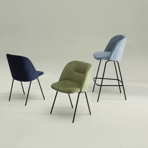 Tabouret contemporain - DUNA - TM Leader Contract - en tissu / avec piètement en bois / avec piètement en métal