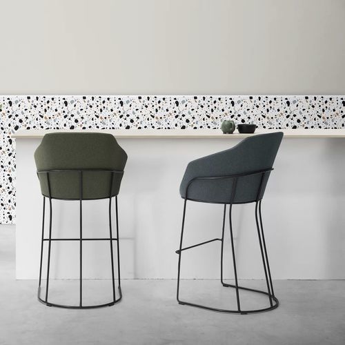 Tabouret contemporain - ENZO - TM Leader Contract - en tissu / avec piètement en métal / piètement en U