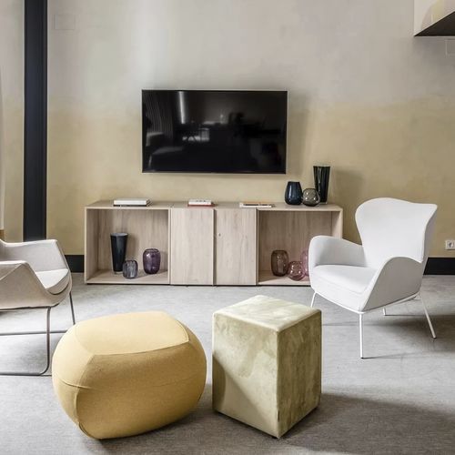 Pouf contemporain - DADO - TM Leader Contract - en pin / en MDF / en tissu