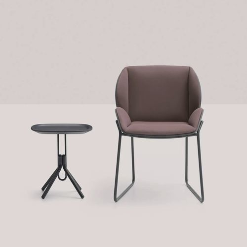Table d'appoint contemporaine - RIALTO - TM Leader Contract - en métal / en bois / avec piètement en métal