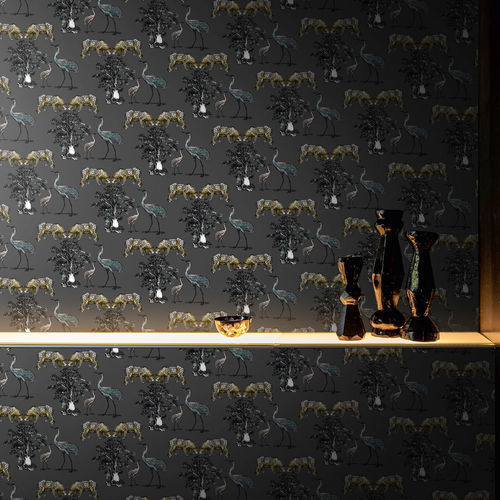 Papier peint contemporain - Savana - SPAGHETTIWALL - en fibre de cellulose / à motif animalier / gris