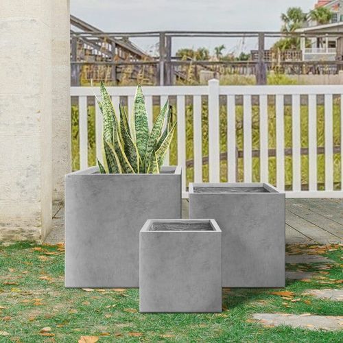 Jardinière en fibre de verre - RF-2001 - Guangdong Ronglin New Material technology .Co.,Ltd - en béton / carrée / sur mesure