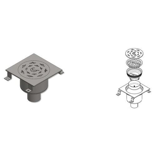 Siphon de sol en inox - WPA-2P-5-F-75-U - Vibroser - pour salle de bain / de terrasse / avec grille