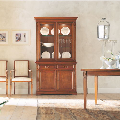 Vaisselier Louis XV - 7374 Villa Borghese - Bordini arredamenti - en cerisier / en verre / en placage de bois