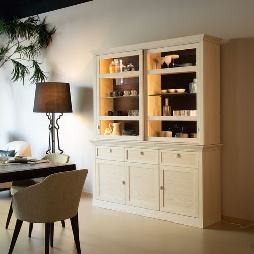 Vaisselier contemporain - 7466 Gloria - Bordini arredamenti - en frêne / en verre / en bois massif