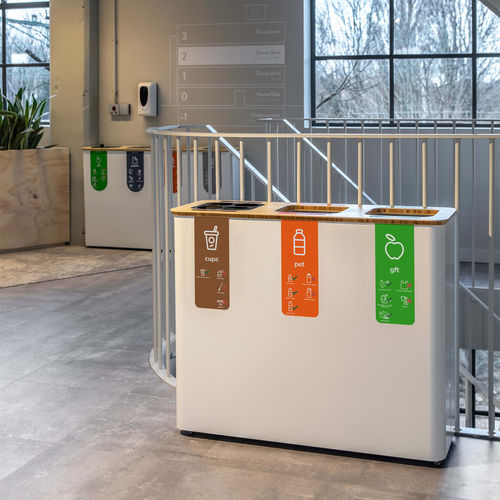 Poubelle publique - Globular 60×3 - BINBINgroup - de tri sélectif / en acier à revêtement par poudre / en bambou