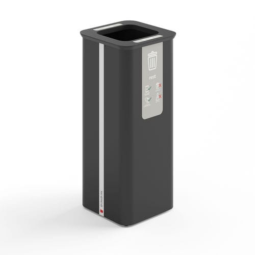 Poubelle de tri sélectif - Globular 60×1 - BINBINgroup - en acier à revêtement par poudre / en bambou / sans couvercle