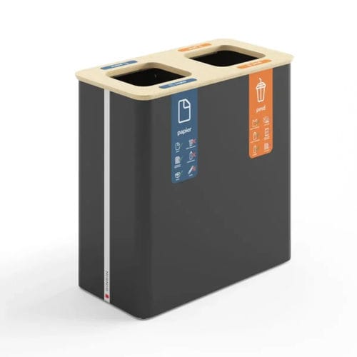 Poubelle publique - Globular 90×2 - BINBINgroup - de tri sélectif / en acier à revêtement par poudre / en bambou