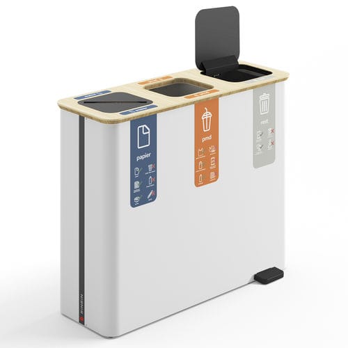 Poubelle en acier à revêtement par poudre - Pedal 60×3 - BINBINgroup - en MDF laqué / de tri sélectif / avec couvercle