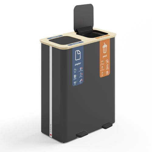 Poubelle publique - Pedal 60×2 - BINBINgroup - de tri sélectif / en acier à revêtement par poudre / en MDF laqué