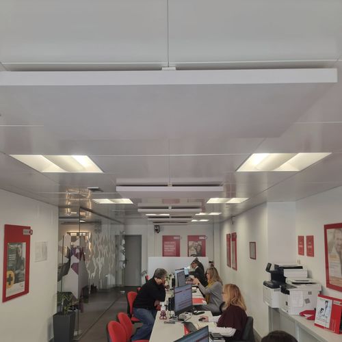 Panneau acoustique pour plafond - PUBLIC SERVICE - Smartfox - en bois / en tissu / rectangulaire