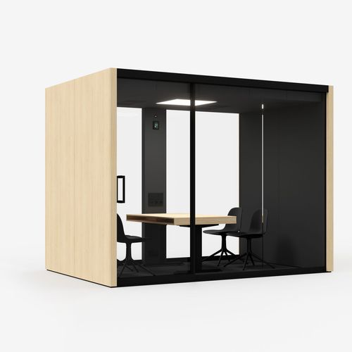 Bureau POD acoustique - VETROSPACE L - VETROSPACE - avec éclairage intégré / modulable / sur mesure