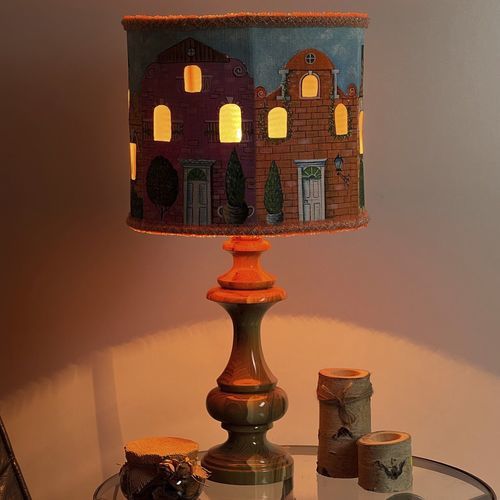 Lampe de table - Liverpool 03 - DelightLamps - en tissu / en bois / Art Déco