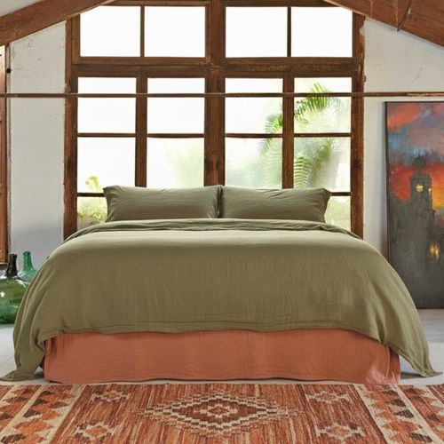 Parure de lit en lin - OLIVE GREEN COMPLETE SET - dELENZO LINEN FROM EUROPE S.L