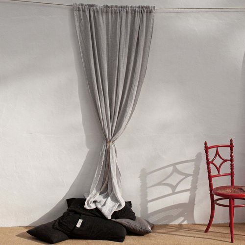 Rideau à plis - GRAY - dELENZO LINEN FROM EUROPE S.L - uni / personnalisable / en lin