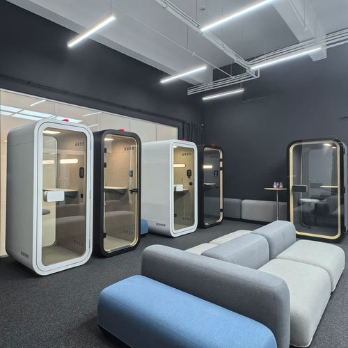 Bureau POD acoustique - S FAMILY - Dancoo Acoustic Pods Manufacturing Co.,Ltd. - réglable / ergonomique / avec système de visioconférence