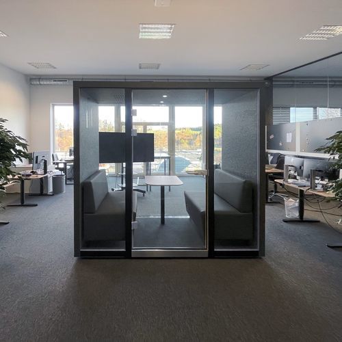 Bureau POD acoustique - 2A - Dancoo Acoustic Pods Manufacturing Co.,Ltd. - ergonomique / avec porte vitrée / USB