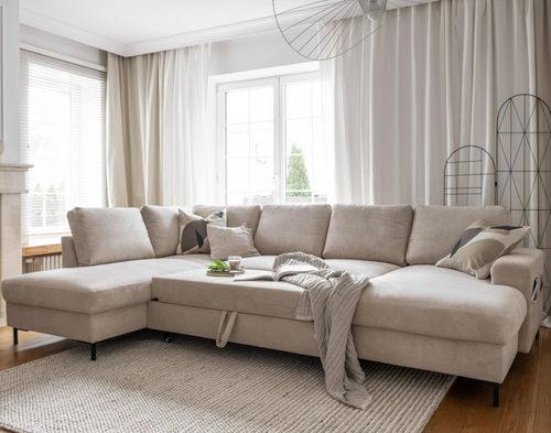 Canapé d'angle - LILLY : 1074BEI - Best Mobilier - lit / contemporain / en velours