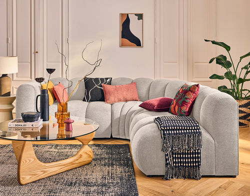 Canapé modulable - DEBBIE: 2953BEI - Best Mobilier - contemporain / en tissu / avec accoudoirs
