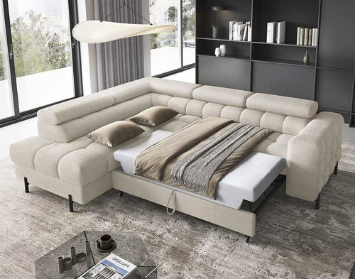 Canapé d'angle - ELISA: 2977BEI - Best Mobilier - lit / contemporain / en tissu